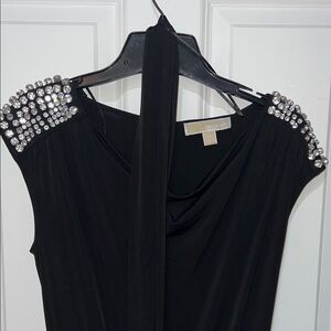 Michael Kors Black Jumpsuit with Rhinestones on Shoulders
